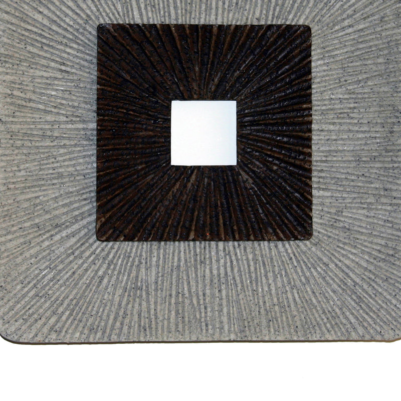 Square Shaped Wall Decor With Ribbed Details Large Brown And Gray-zoom-