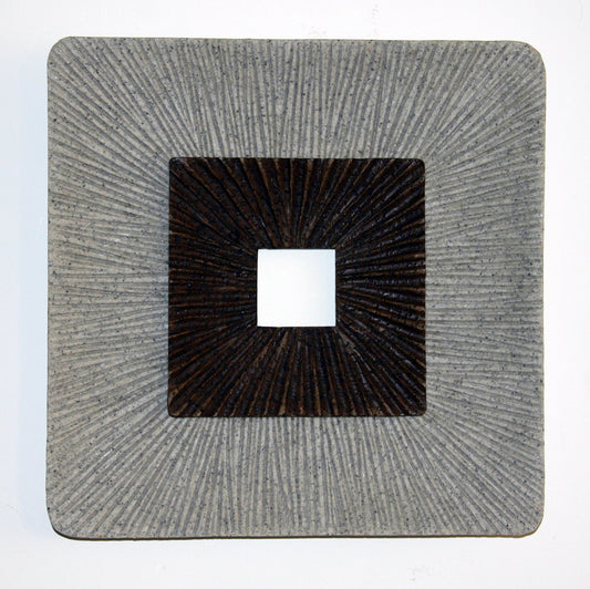 Square Shaped Wall Decor With Ribbed Details Large Brown And Gray