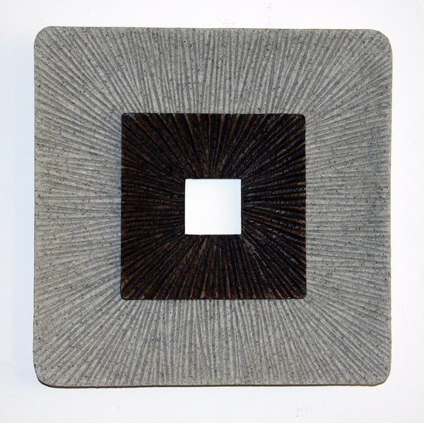 Square Shaped Wall Decor With Ribbed Details Large Brown And Gray