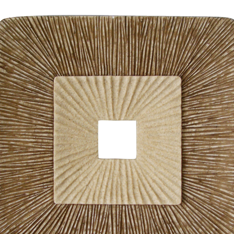 Square Sandstone Wall Decor With Ribbed Details Small Brown And Beige-zoom-