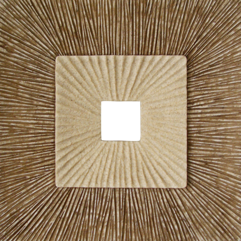 Square Sandstone Wall Decor With Ribbed Details Small Brown And Beige-zoom-