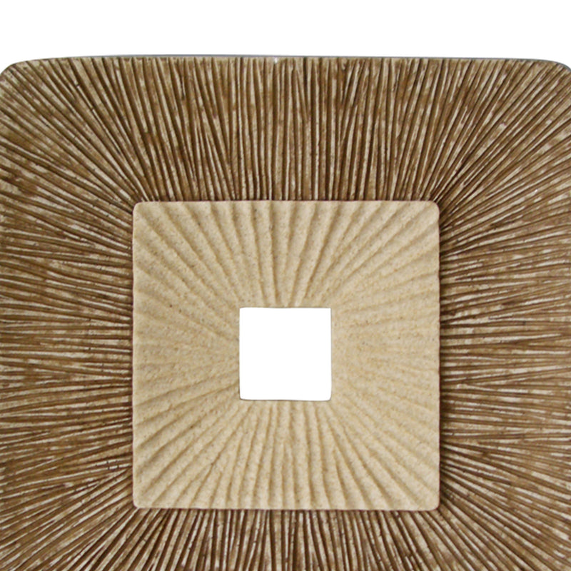 Square Sandstone Wall Decor With Ribbed Details Medium Brown And Beige-zoom-