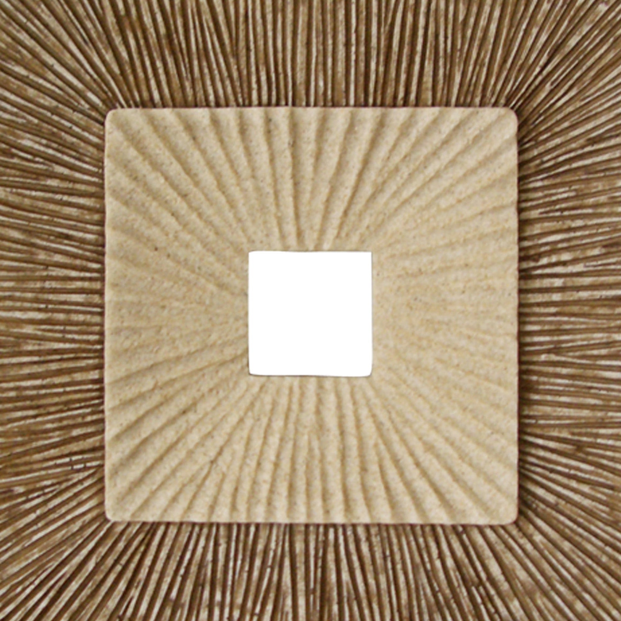 Square Sandstone Wall Decor With Ribbed Details Medium Brown And Beige-zoom-3