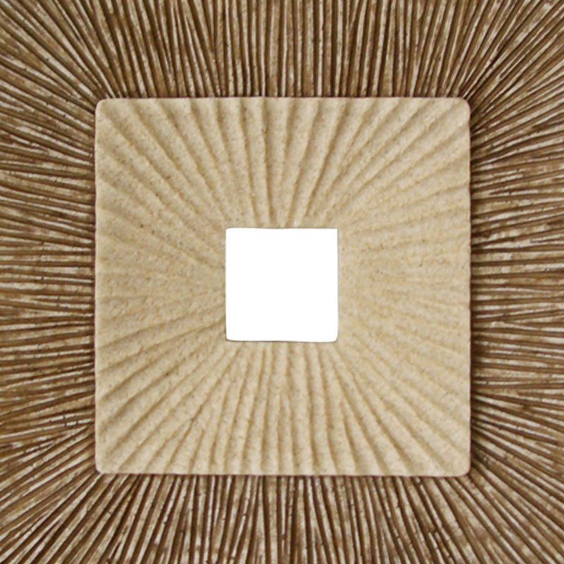 Square Sandstone Wall Decor With Ribbed Details Medium Brown And Beige-zoom-