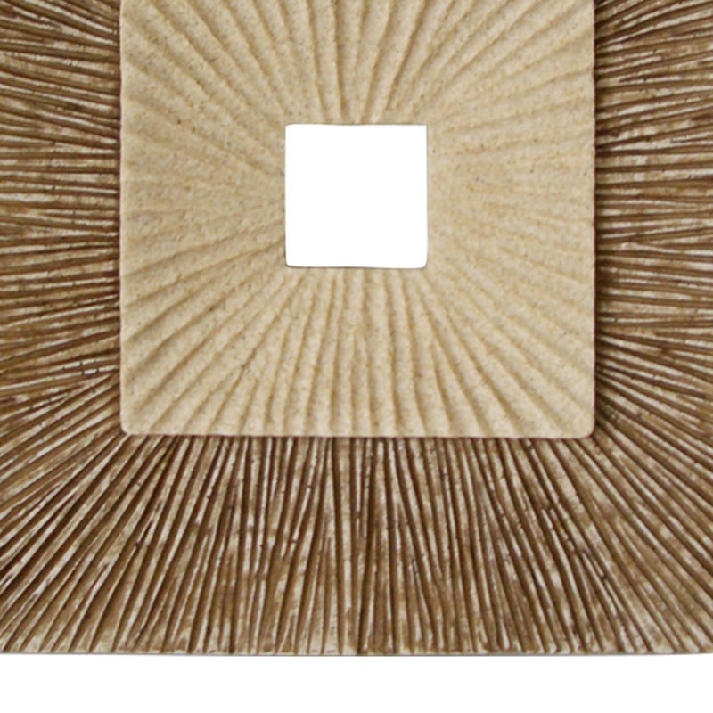 Square Sandstone Wall Decor With Ribbed Details Medium Brown And Beige-zoom-