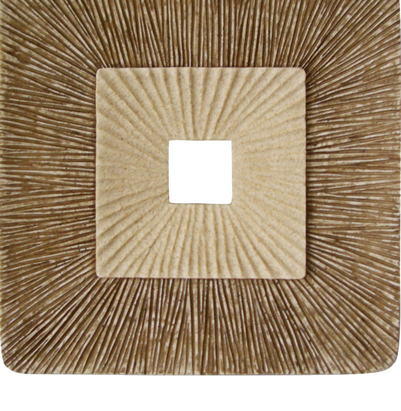 Square Sandstone Wall Decor With Ribbed Details Large Brown And Beige-zoom-