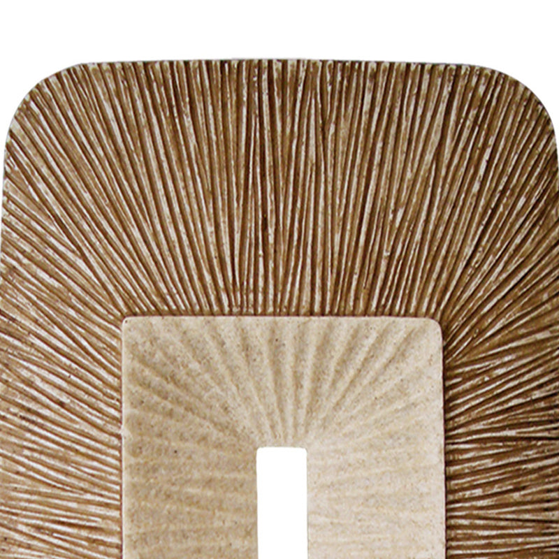 Rectangular Sandstone Wall Decor With Ribbed Details Small Brown And Beige-zoom-