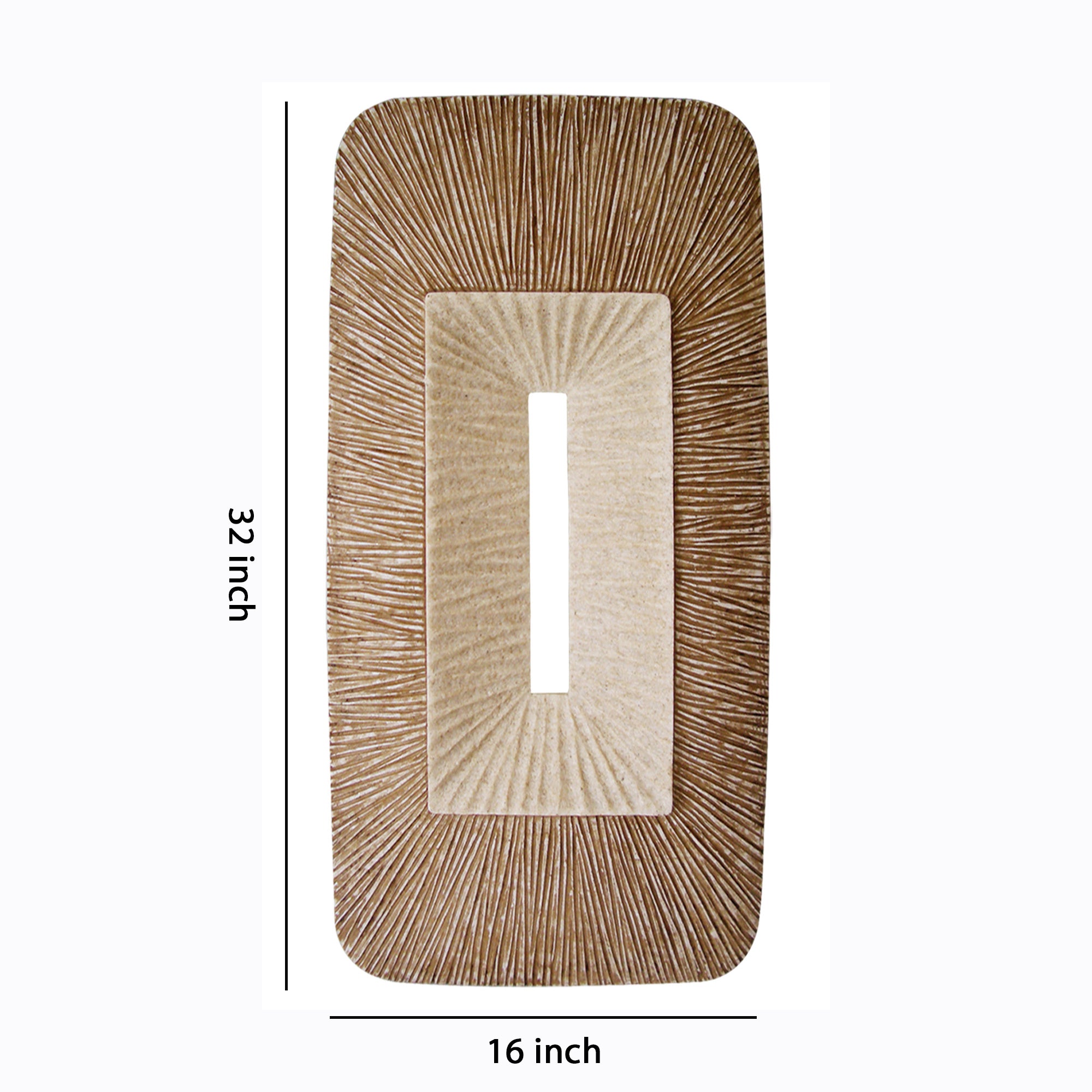 Rectangular Sandstone Wall Decor With Ribbed Details Large Brown And Beige-zoom-5