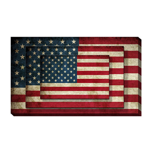 Contemporary Canvas American Flag Wall Art Print Decor Multicolor