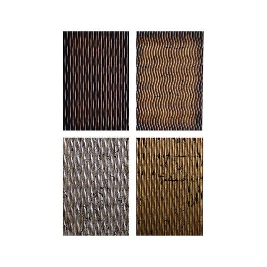 Modern Style Wooden Wall Decor With Wave Pattern Multicolor Set Of 4