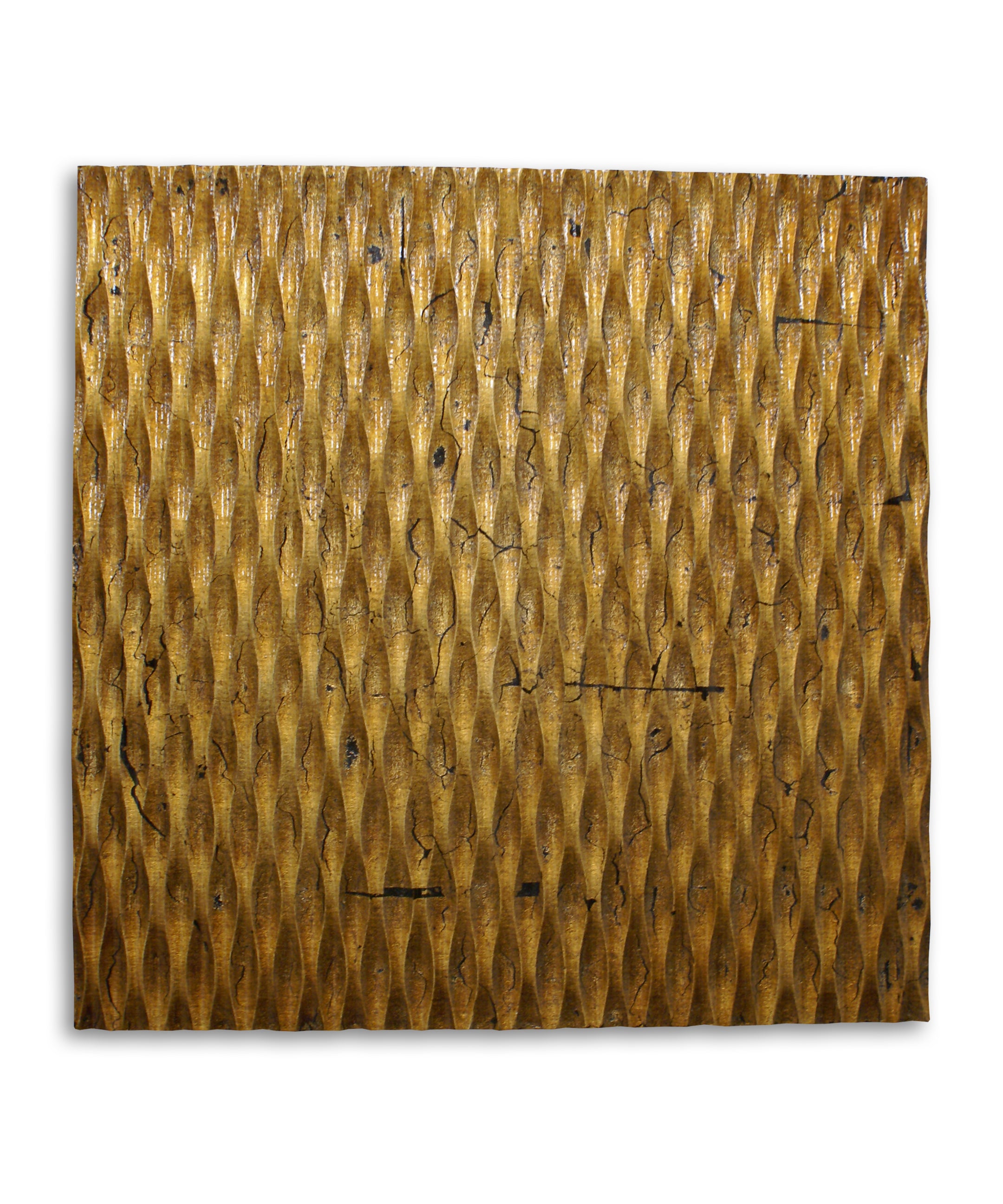 Modern Style Wooden Wall Decor With Patterned Carving Small Gold