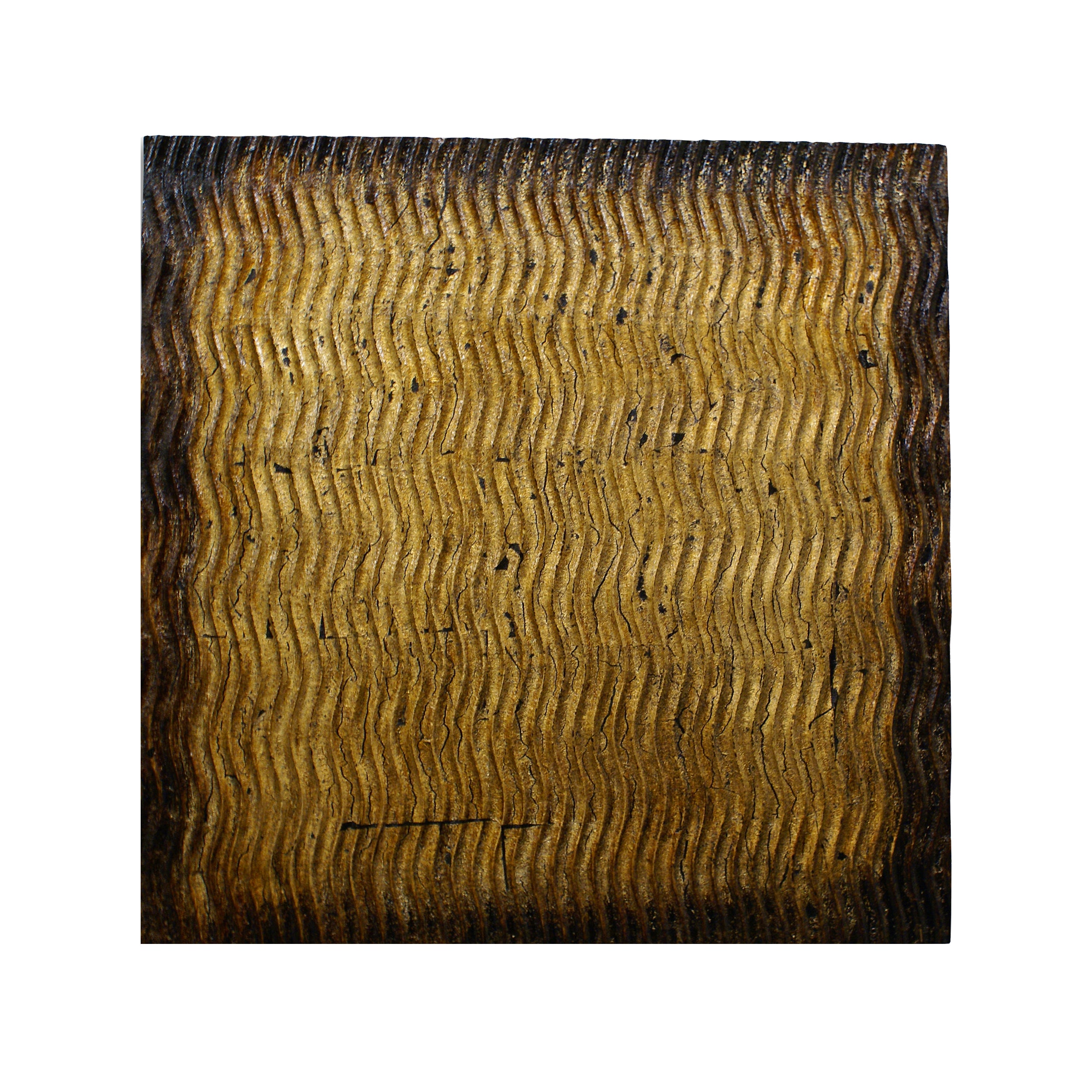 24 X 24 Inch Square Wood Wall Decor Textured Carving Gold Brown-zoom-1