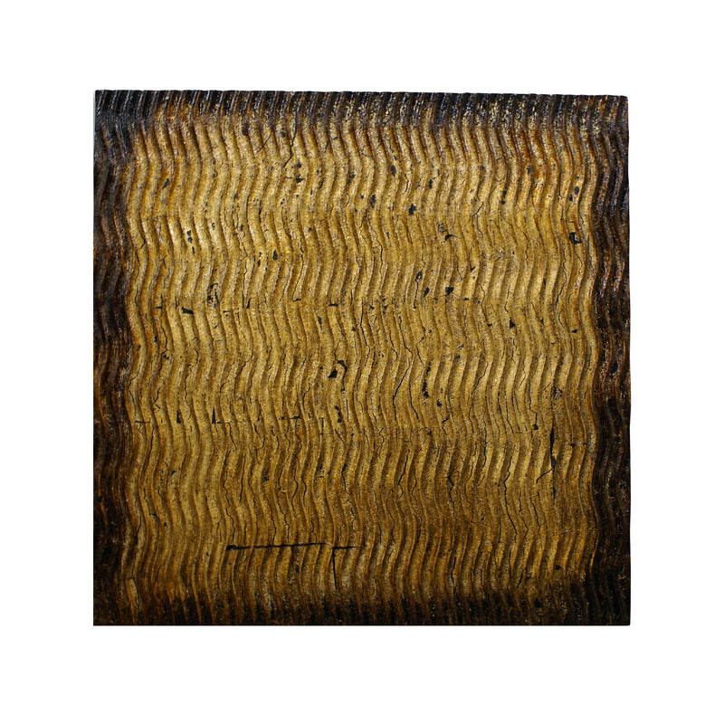 24 X 24 Inch Square Wood Wall Decor Textured Carving Gold Brown-zoom-