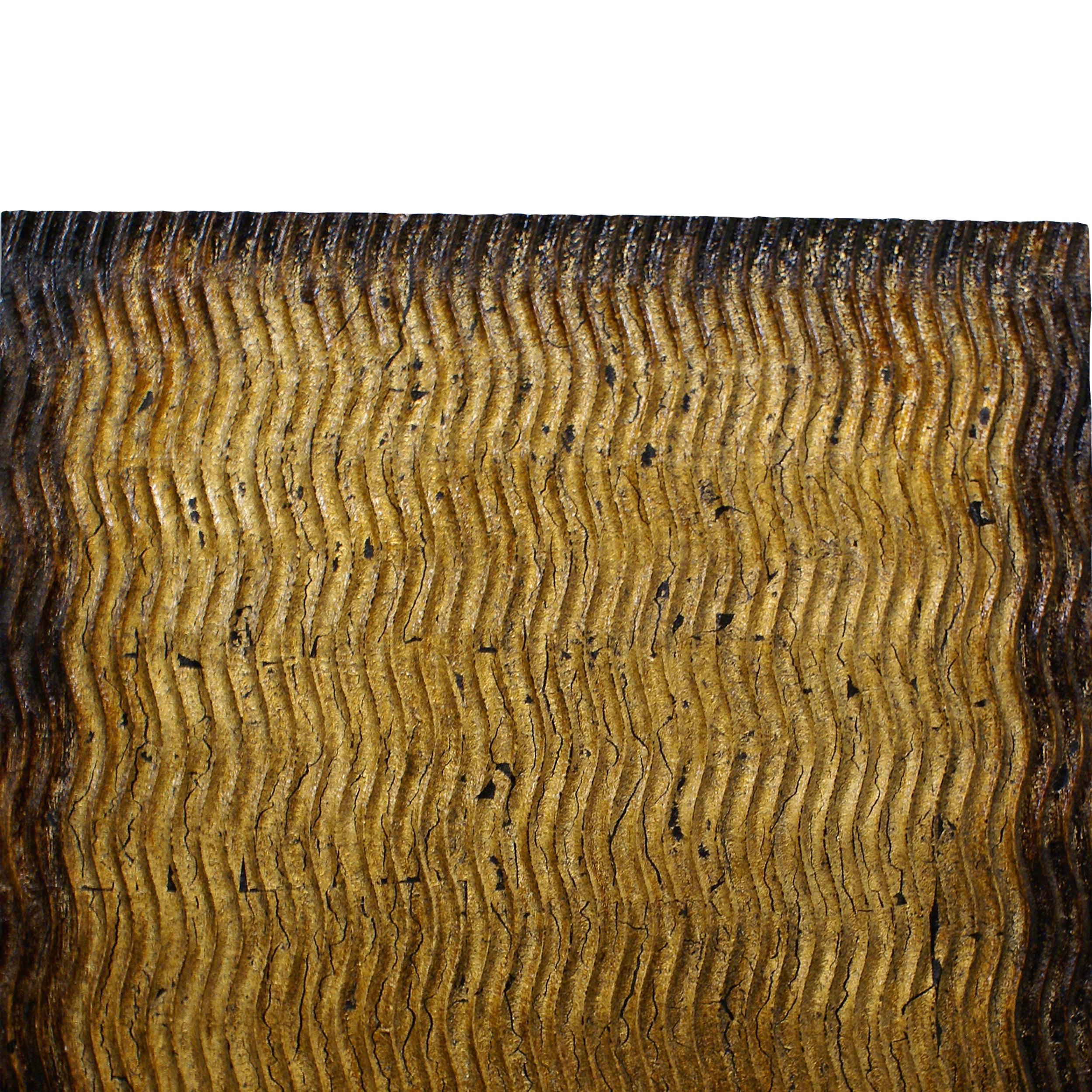 24 X 24 Inch Square Wood Wall Decor Textured Carving Gold Brown-zoom-2