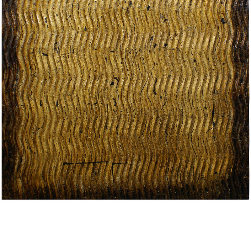 24 X 24 Inch Square Wood Wall Decor Textured Carving Gold Brown-zoom-