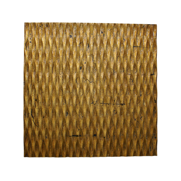 Modern Style Wooden Wall Decor With Patterned Carving Large Gold