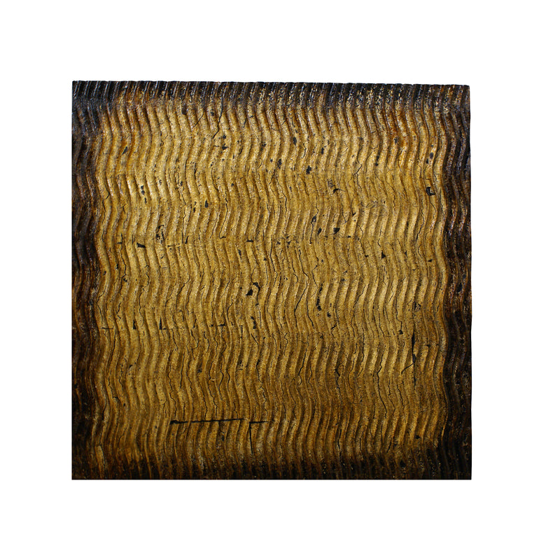 Modern Style Wood Wall Decor With Patterned Carving Large Gold & Brown-zoom-