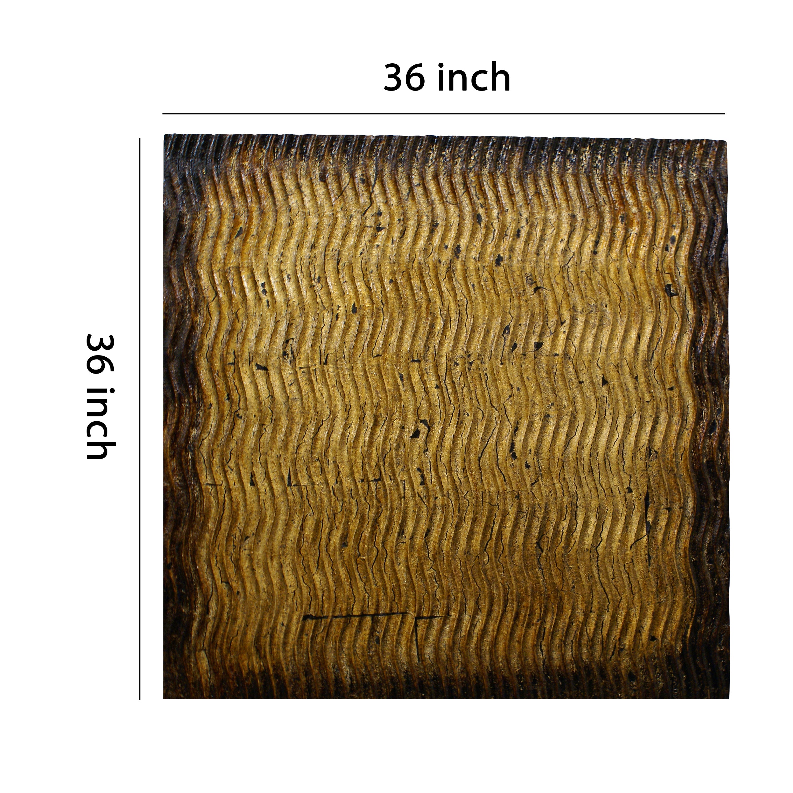 Modern Style Wood Wall Decor With Patterned Carving Large Gold & Brown-zoom-5