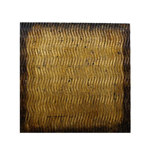 Modern Style Wood Wall Decor With Patterned Carving Large Gold & Brown
