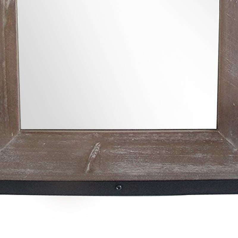 Transitional Mirror With Wooden Framing And Metal Outline Black & Brown-zoom-