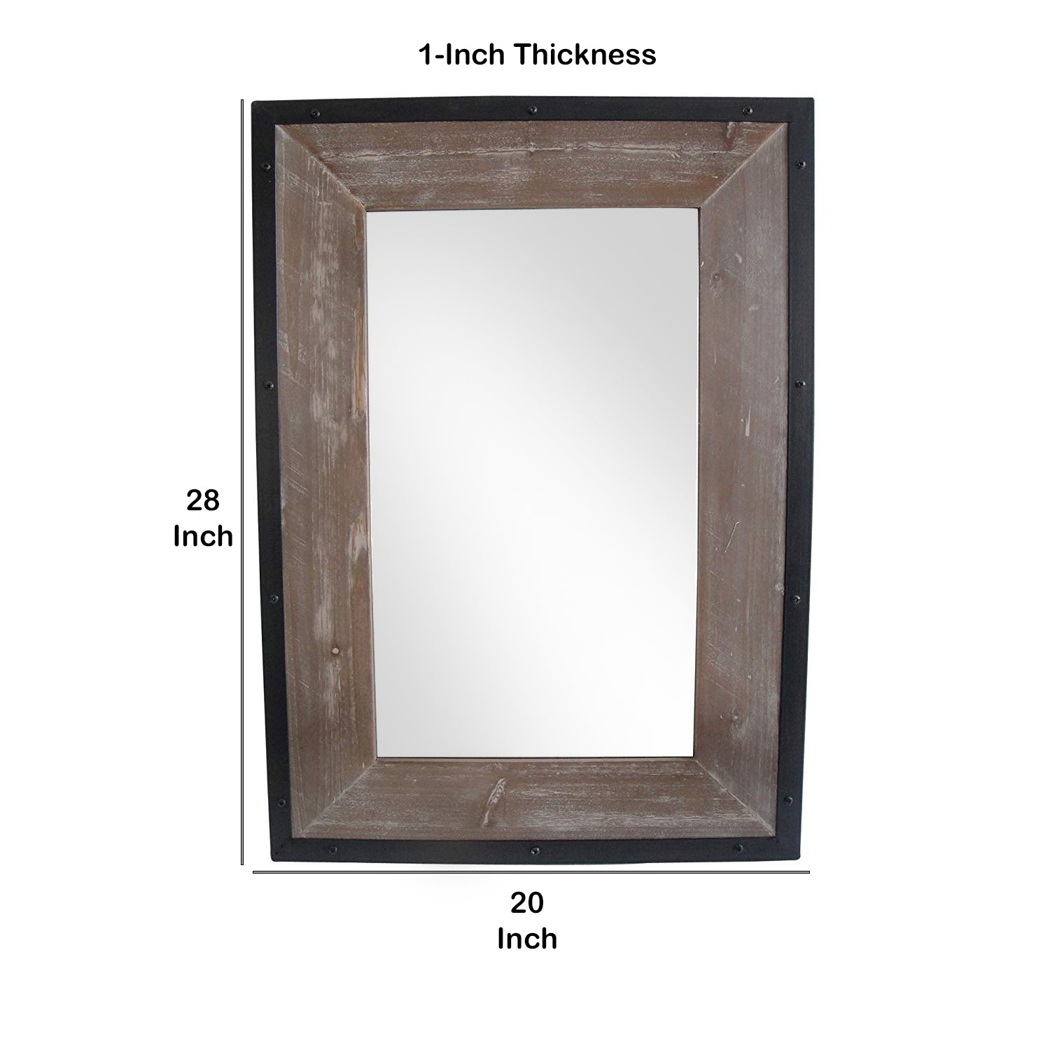 Transitional Mirror With Wooden Framing And Metal Outline Black & Brown-zoom-4