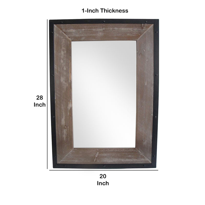 Transitional Mirror With Wooden Framing And Metal Outline Black & Brown-zoom-
