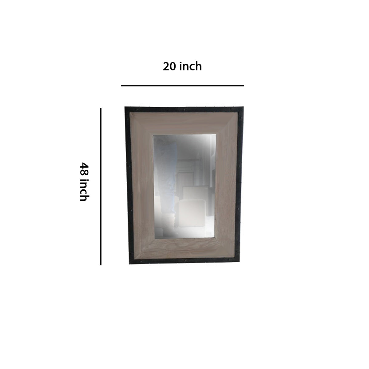 Transitional Mirror With Wooden Framing And Metal Outline Black & Brown-zoom-5