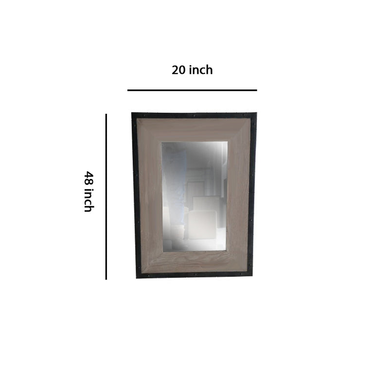 Transitional Mirror With Wooden Framing And Metal Outline Black & Brown-zoom-