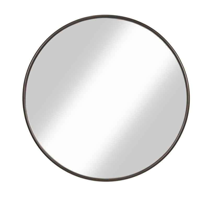 Contemporary Round Metal Framed Wall Mirror, Small Bronze And Silver-zoom-