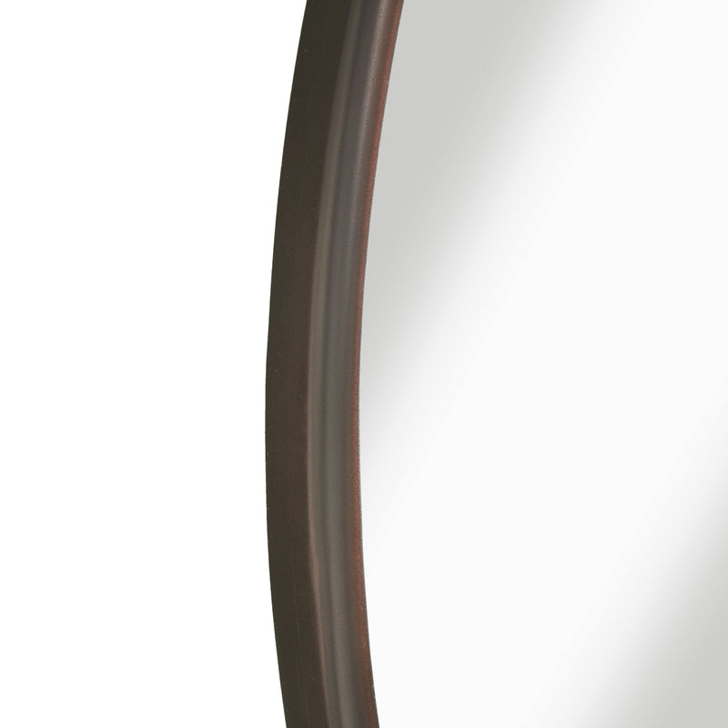Contemporary Round Metal Framed Wall Mirror, Small Bronze And Silver-zoom-