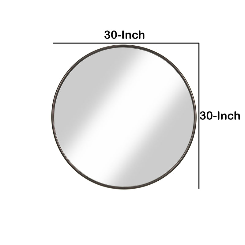 Contemporary Round Metal Framed Wall Mirror, Small Bronze And Silver-zoom-