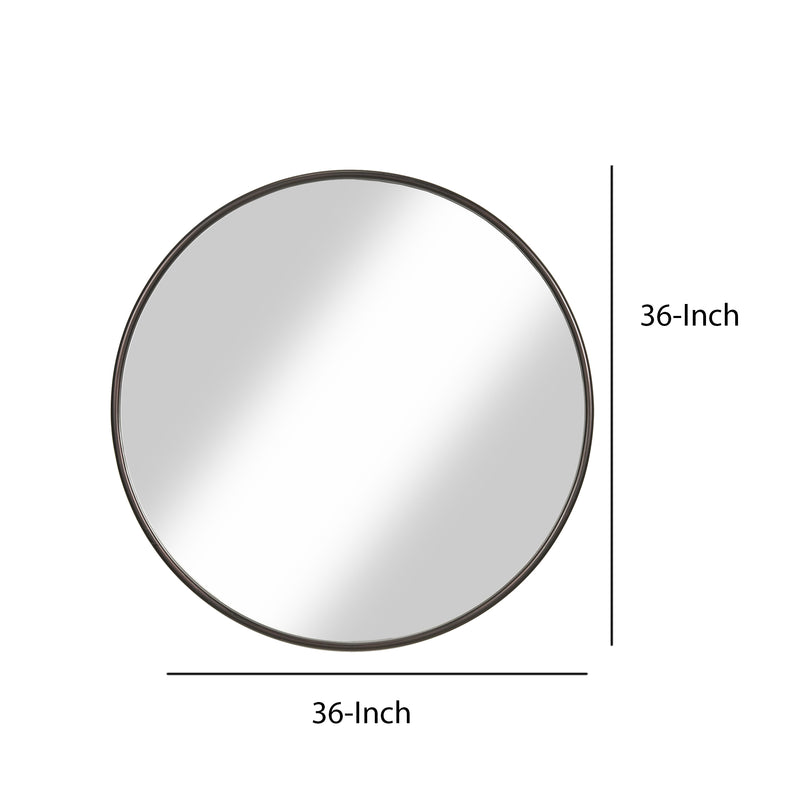 Contemporary Round Metal Framed Wall Mirror Large Bronze And Silver-zoom-