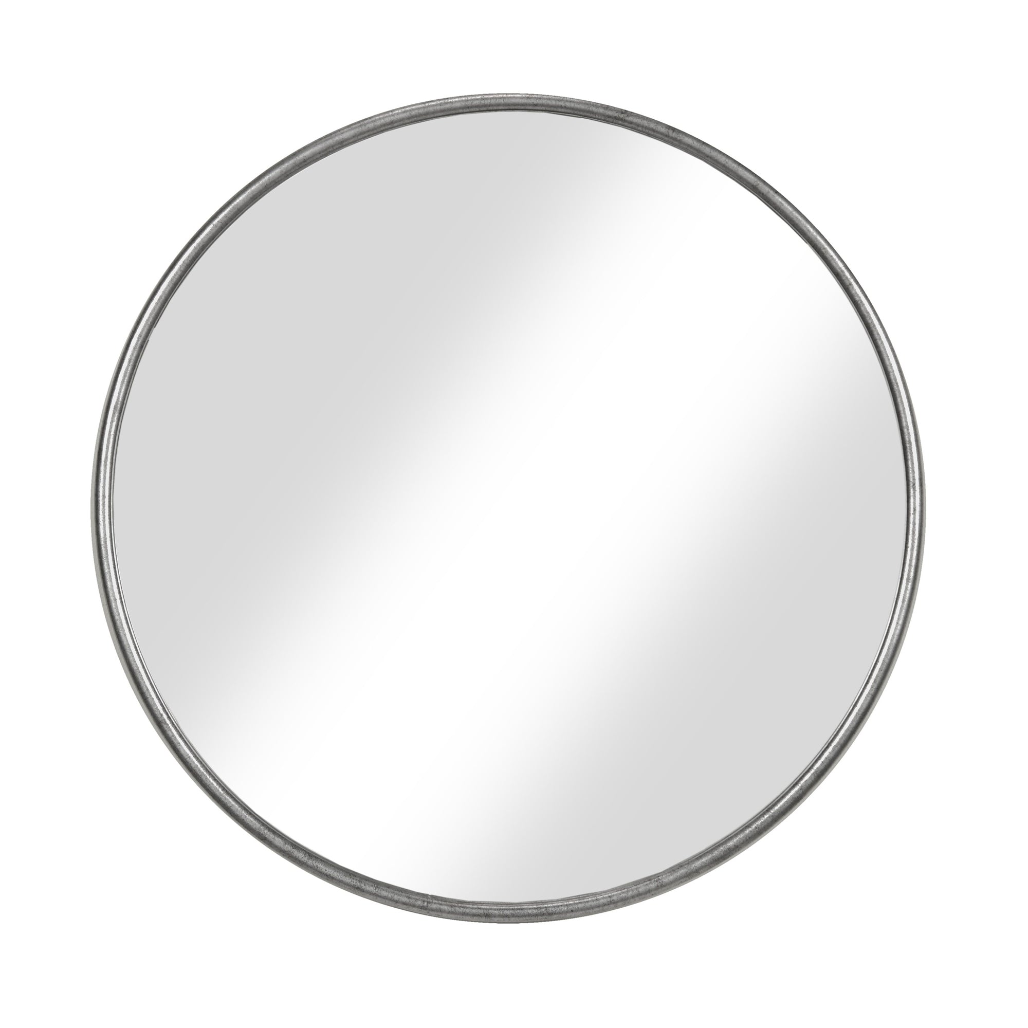 Contemporary Style Round Metal Framed Wall Mirror Small Antique Silver
