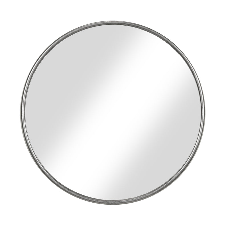 Contemporary Style Round Metal Framed Wall Mirror Small Antique Silver-zoom-