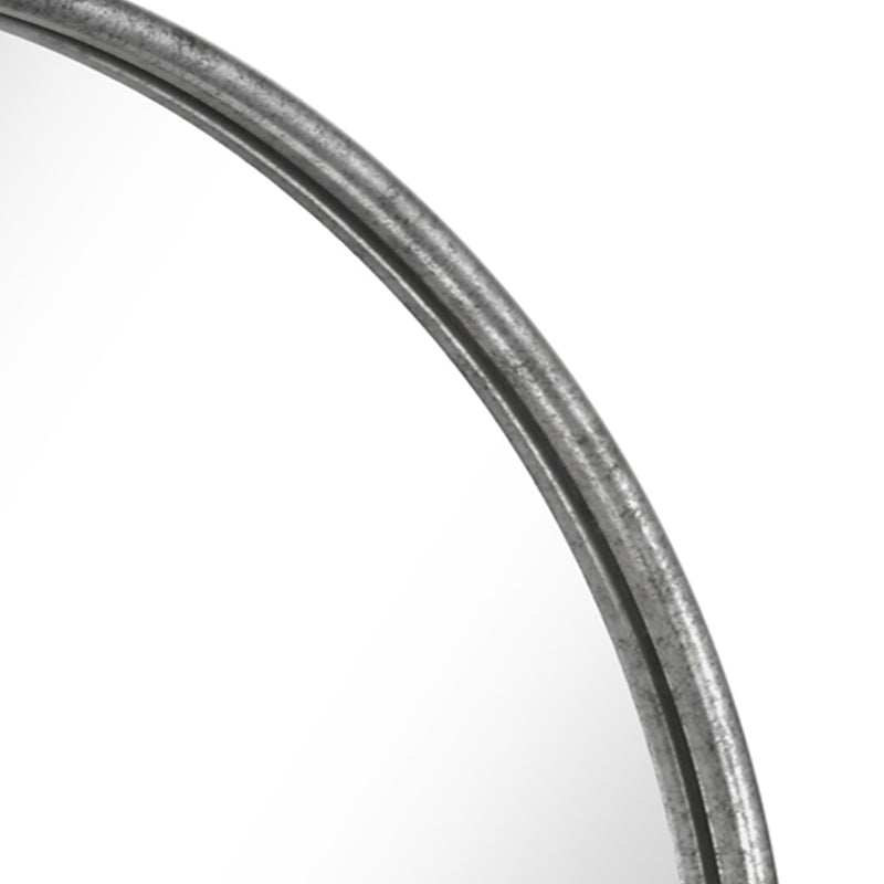 Contemporary Style Round Metal Framed Wall Mirror Small Antique Silver-zoom-