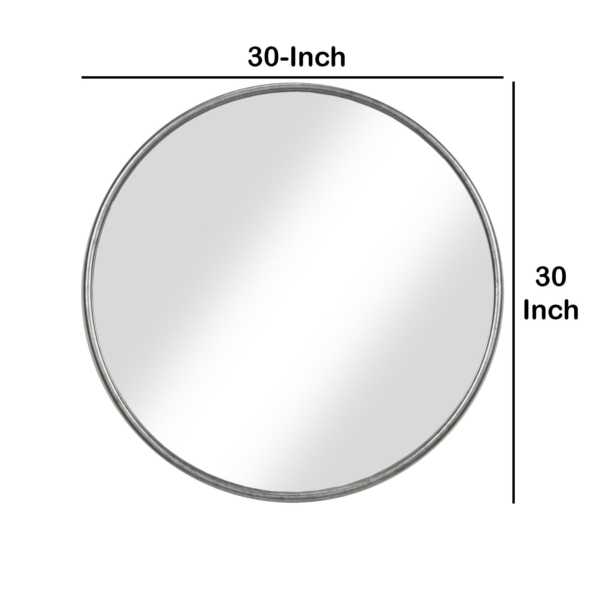 Contemporary Style Round Metal Framed Wall Mirror Small Antique Silver-zoom-5