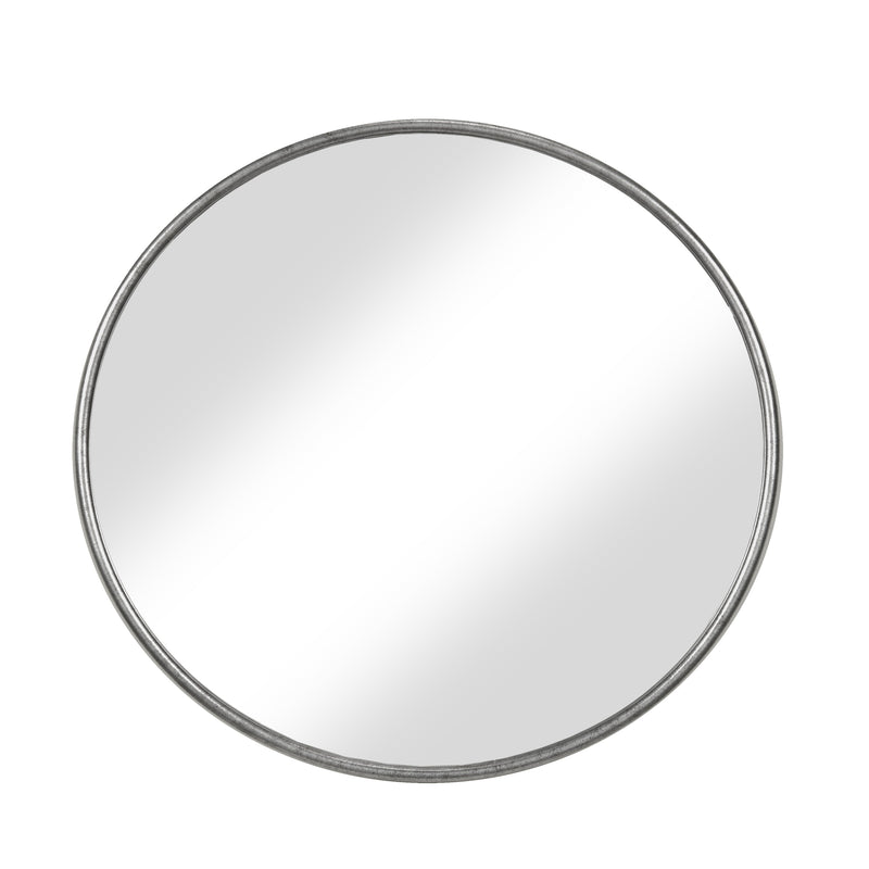 Contemporary Style Round Metal Framed Wall Mirror Large Antique Silver-zoom-