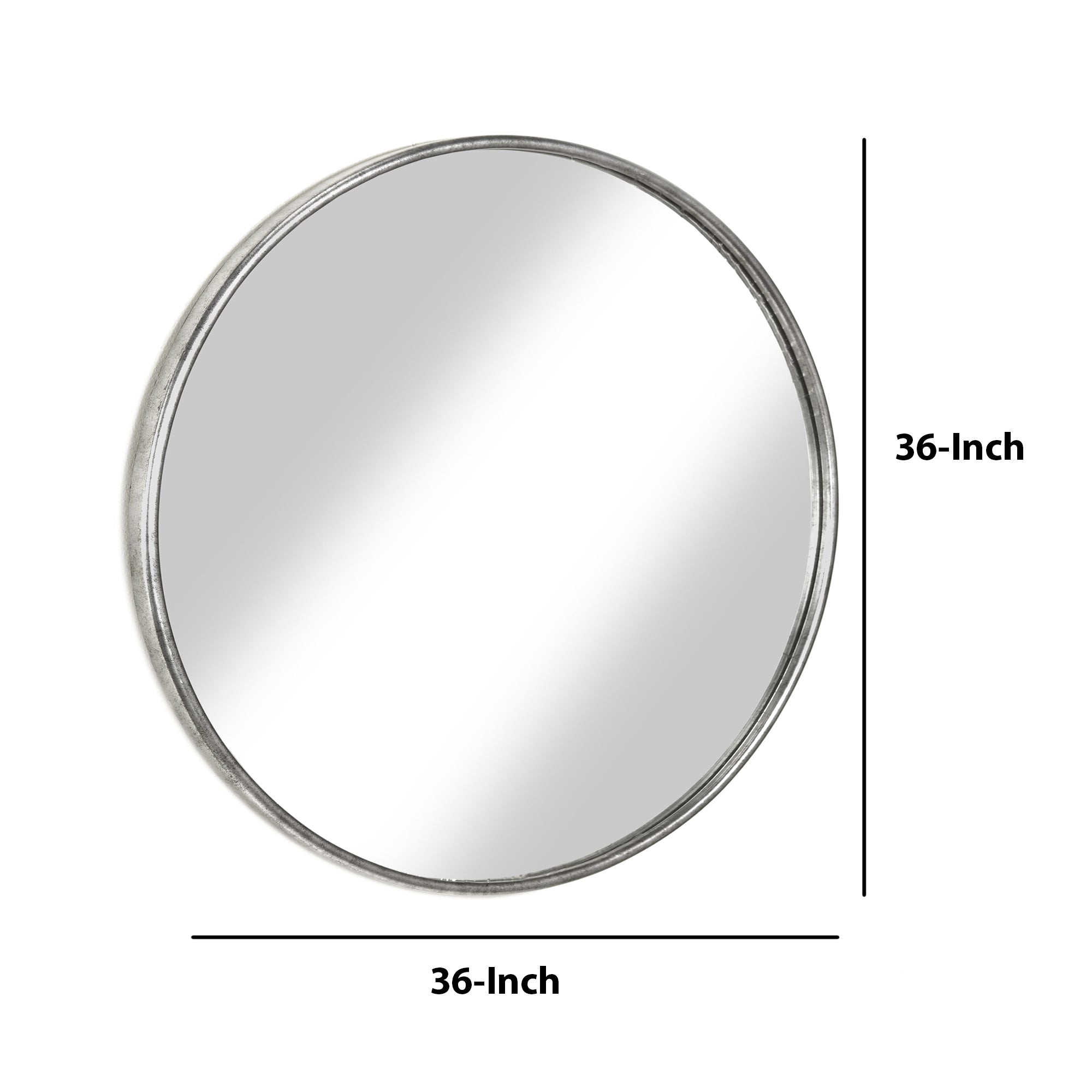 Contemporary Style Round Metal Framed Wall Mirror Large Antique Silver-zoom-5