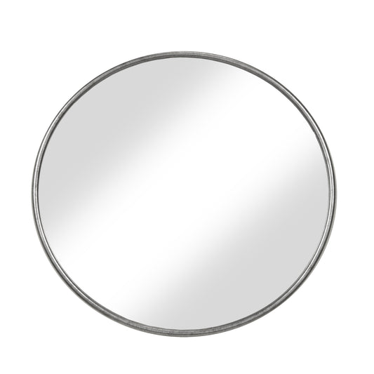 Contemporary Style Round Metal Framed Wall Mirror Large Antique Silver