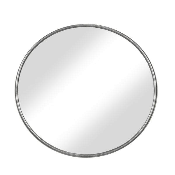 Contemporary Style Round Metal Framed Wall Mirror Large Antique Silver