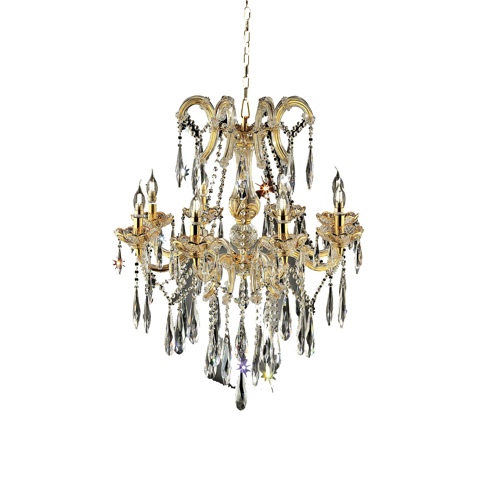 Modern Style Ceiling Lamp with Hanging Crystals Gold-zoom-1