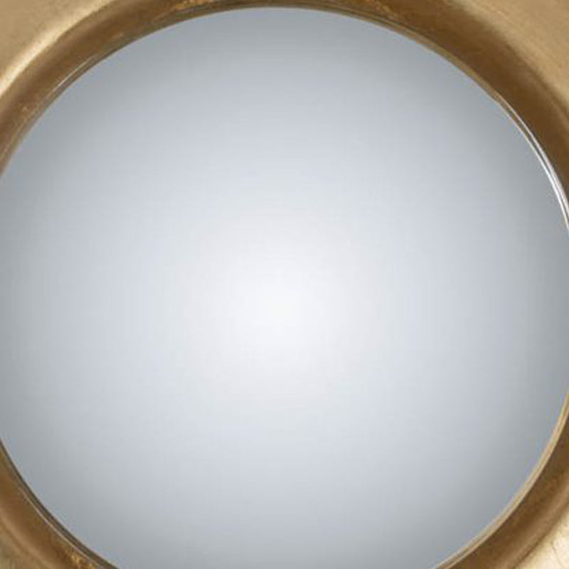 Modern Styled Round Mirror With Lustrous Frame And Leds, Small Gold-zoom-