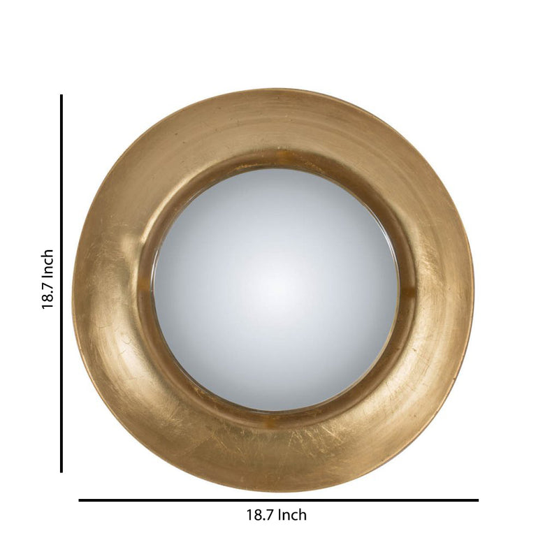 Modern Styled Round Mirror With Lustrous Frame And Leds, Small Gold-zoom-
