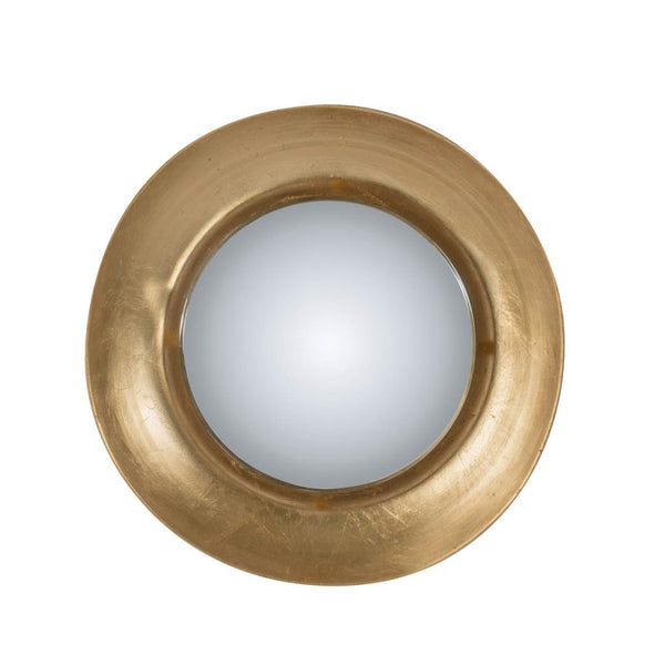 Modern Styled Round Mirror With Lustrous Frame And Leds, Small Gold