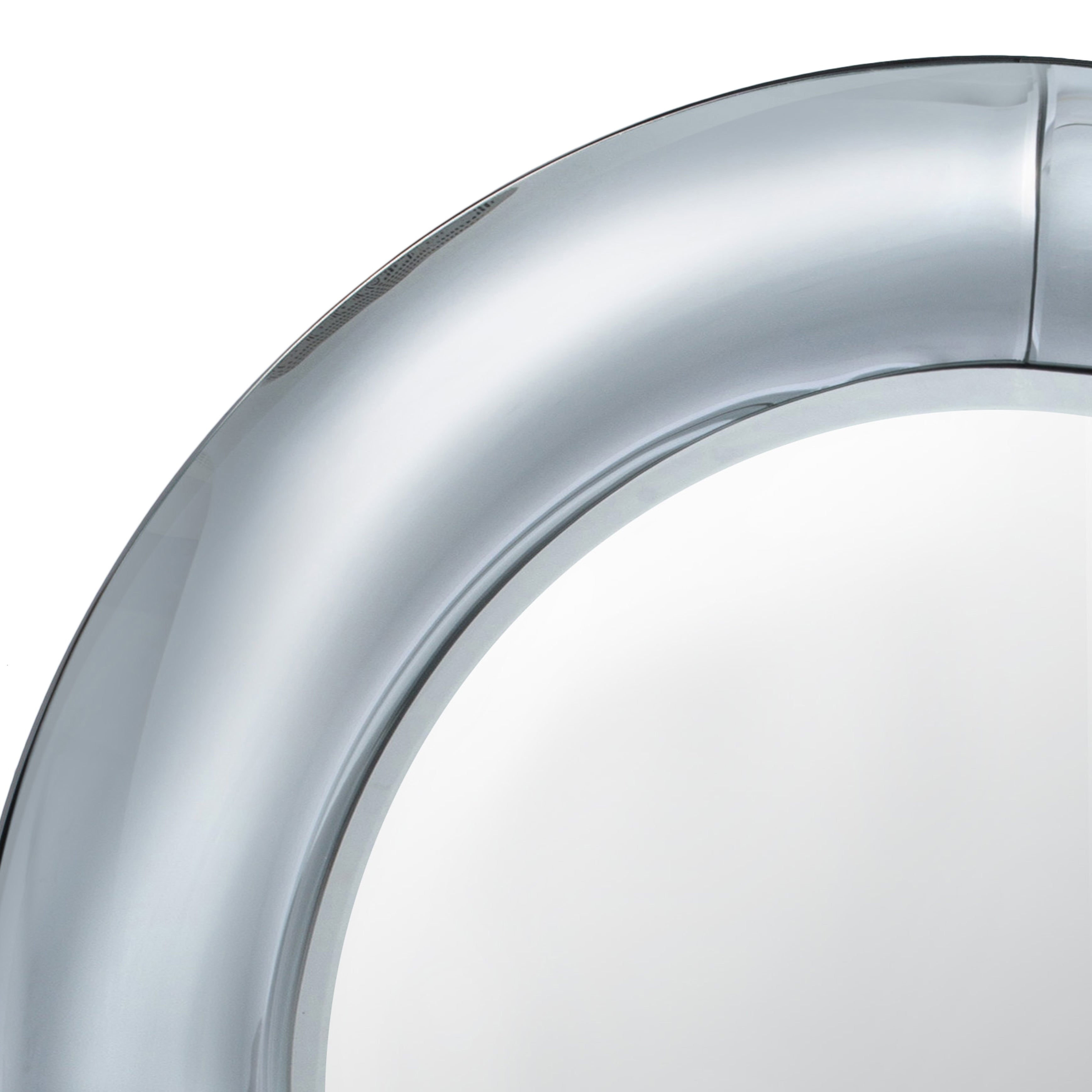 Modern Styled Round Mirror With Lustrous Wooden Frame Silver