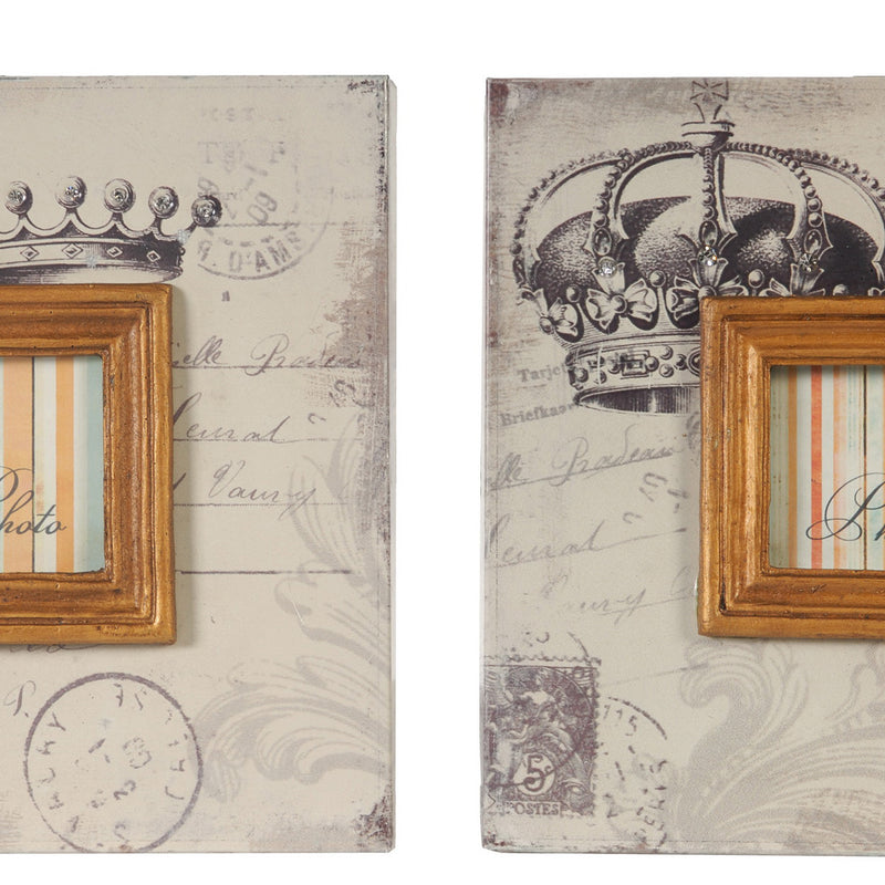 Traditional Style Square Wooden Photo Frames Set Of 2 Brown-zoom-