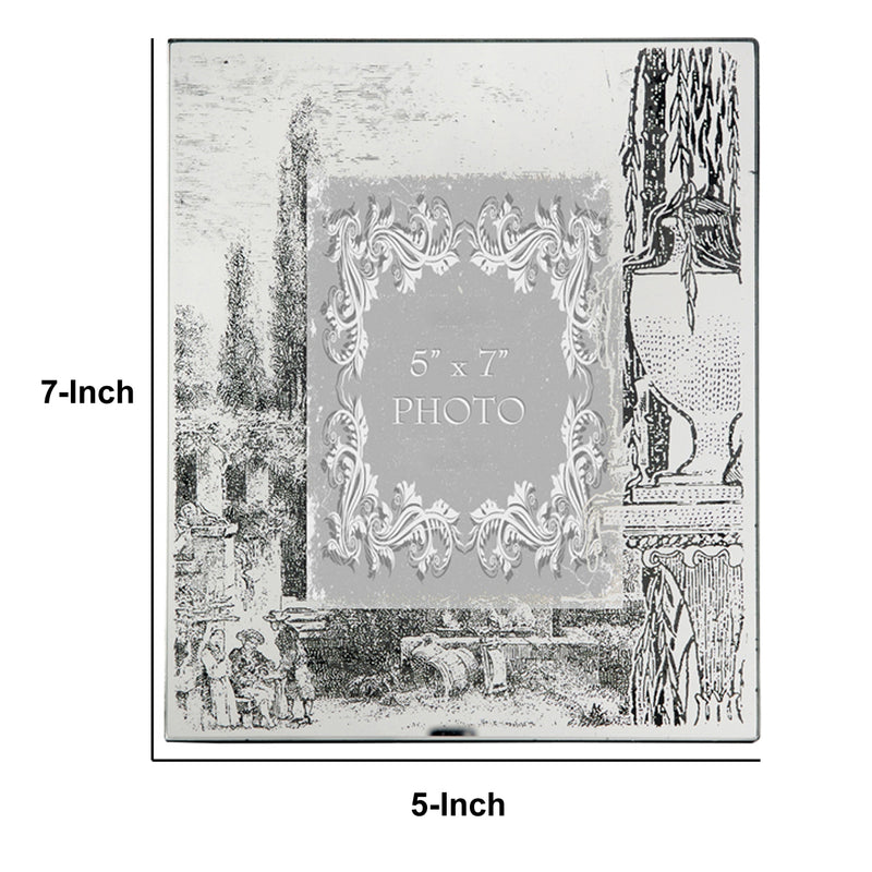 Modern Etched Wooden Photo Frames Large Set Of 4 Silver-zoom-