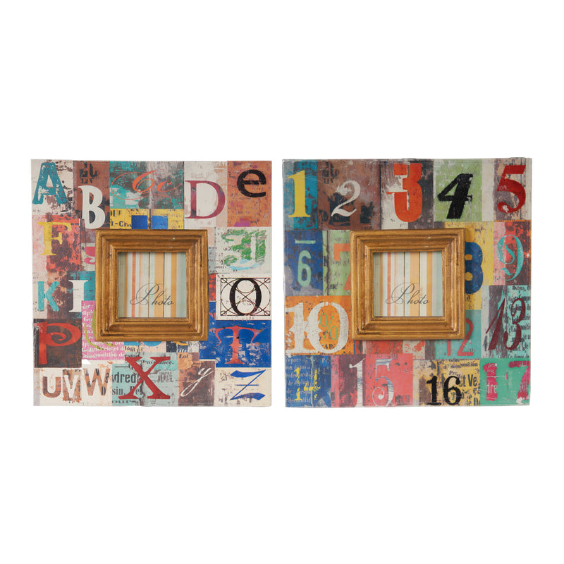 Traditional Style Square Wooden Photo Frames Large Set Of 2 Brown-zoom-