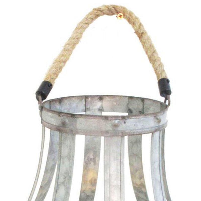 Transitional Metal Candle Holder With Rope And Glass Shade Gray-zoom-