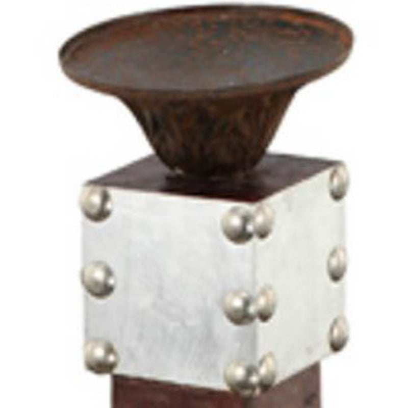 Traditional Style Wooden Candle Holder With Studded Design Brown-zoom-